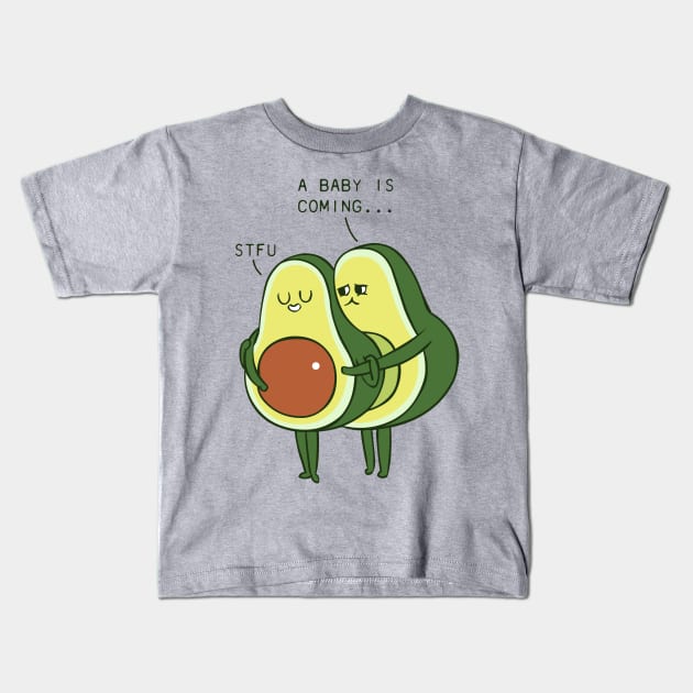 Coming Baby Avocado Kids T-Shirt by huebucket